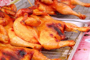 Grilled chicken at the market