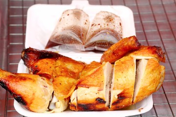 Grilled chicken at the market