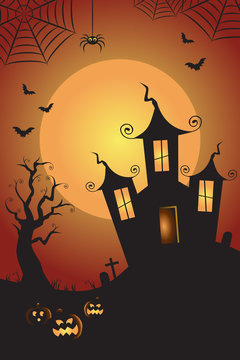 Halloween Spooky Nighttime Scene Vertical Background 1