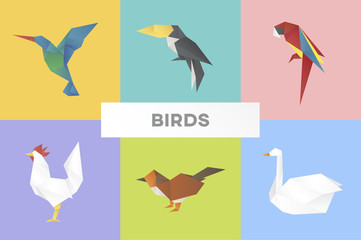 Animal cartoon origami icon vector