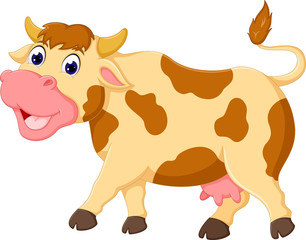 funny cow cartoon walking with smile - 175419277