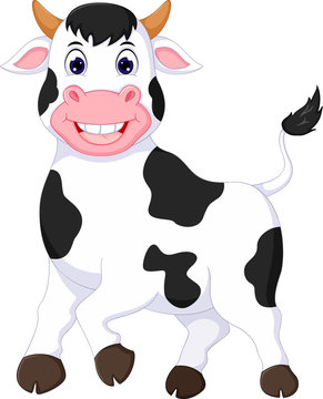 funny cow cartoon standing with smile