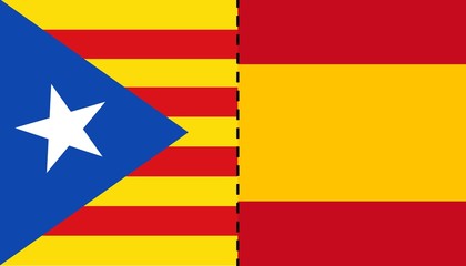 Illustration of Catalonia Separation from Spain. Catalan Independence Referendum, 2017.