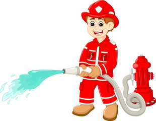 handsome firefighters cartoon in action - 175420073