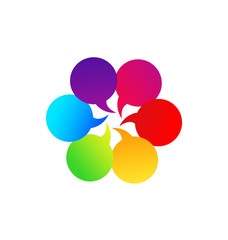 Bubble colorful speech group communication icon vector