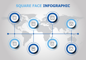 Infographic design with square face icons