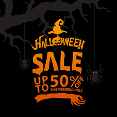Halloween sale design template Vector illustration