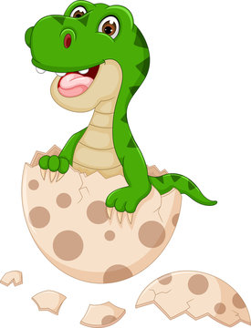 cute baby dinosour hatch cartoon smile happiness