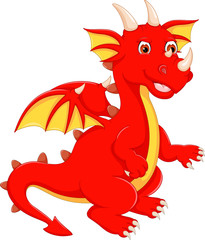 cute dragon cartoon standing with laughing