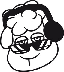 gesicht kopf dj party musik mischpult disko club auflegen platte scratchen gelangweilt müde lamm baby lustig klein süß niedlich comic cartoon schaf ziege wolle bauer bock müde cool