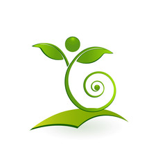 Tree environment planting, bringing into life, abstract vector icon
