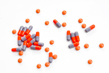 Cough syrup and Antibiotics isolated on white background