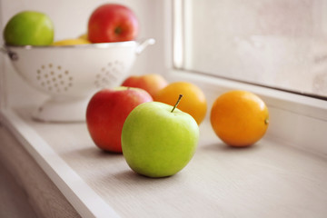 Fresh fruits on windowsill