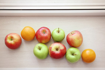 Fresh fruits on windowsill