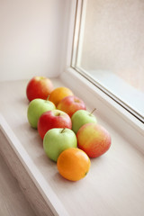 Fresh fruits on windowsill