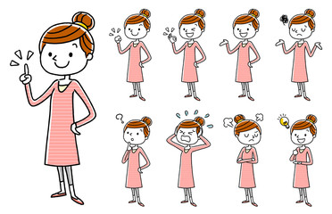 若い女性：セット、バリエーション