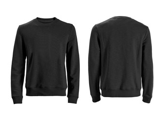 Men's long sleeve t-shirt with front and back views isolated on white with clipping path