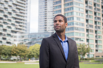 Modern African American business man in suits, looking sharp and confident