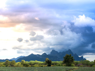 Obraz premium Landscape with blue sky during rainy season