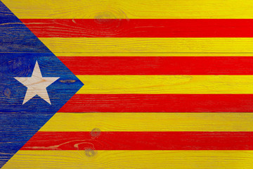 estelada blava catalonia flag painted on wooden planks