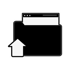 Obraz premium file folder with upload arrow icon image vector illustration design black and white