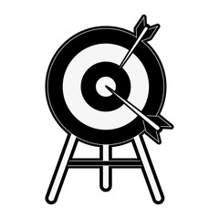 bullseye with darts icon image vector illustration design  black and white