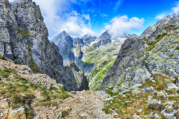 slopes  and peaks of mountains