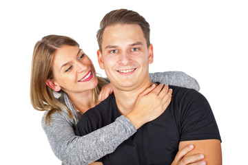 Obraz premium Cute young couple on isolated