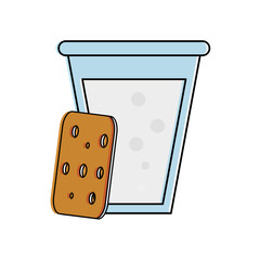 biscuits with glass of milk pastry related icon image vector illustration design 