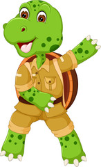 Obraz premium funny turtle cartoon standing with dance