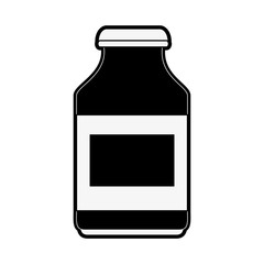 medication bottle with blank label icon image vector illustration design  black and white