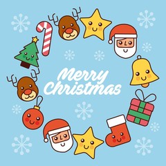 merry christmas greeting card decoration icons in circle