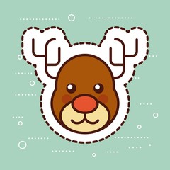 cute reindeer merry christmas decoration vector illustration