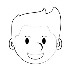happy man smiling cartoon icon image vector illustration design  black sketch line