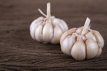 garlic bulb on wooden background
