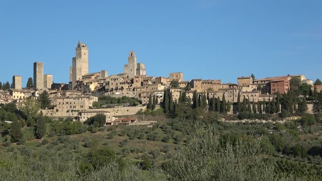 The view of the medieval town of San Gimignano, sunny september day. Italy