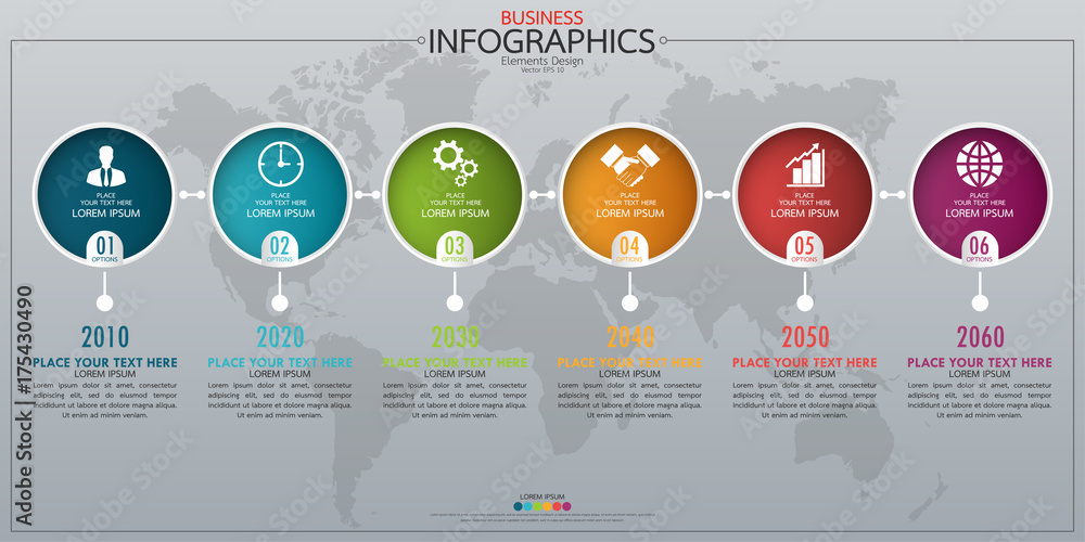 Poster infographic business horizontal timeline process chart template. vector modern banner used for prese