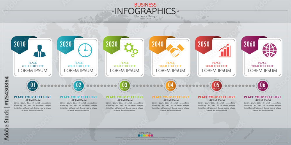 Poster infographic business horizontal timeline process chart template. vector modern banner used for prese