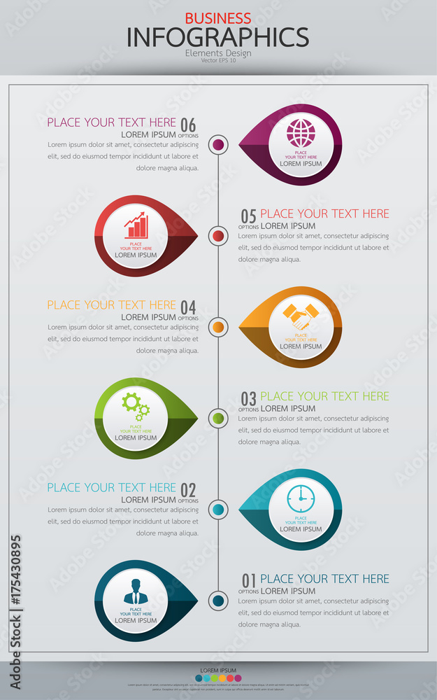 Poster infographic business vertical timeline process chart template. vector modern banner used for present