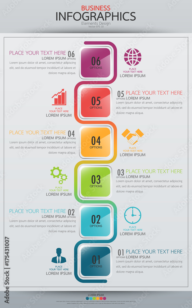 Poster infographic business vertical timeline process chart template. vector modern banner used for present