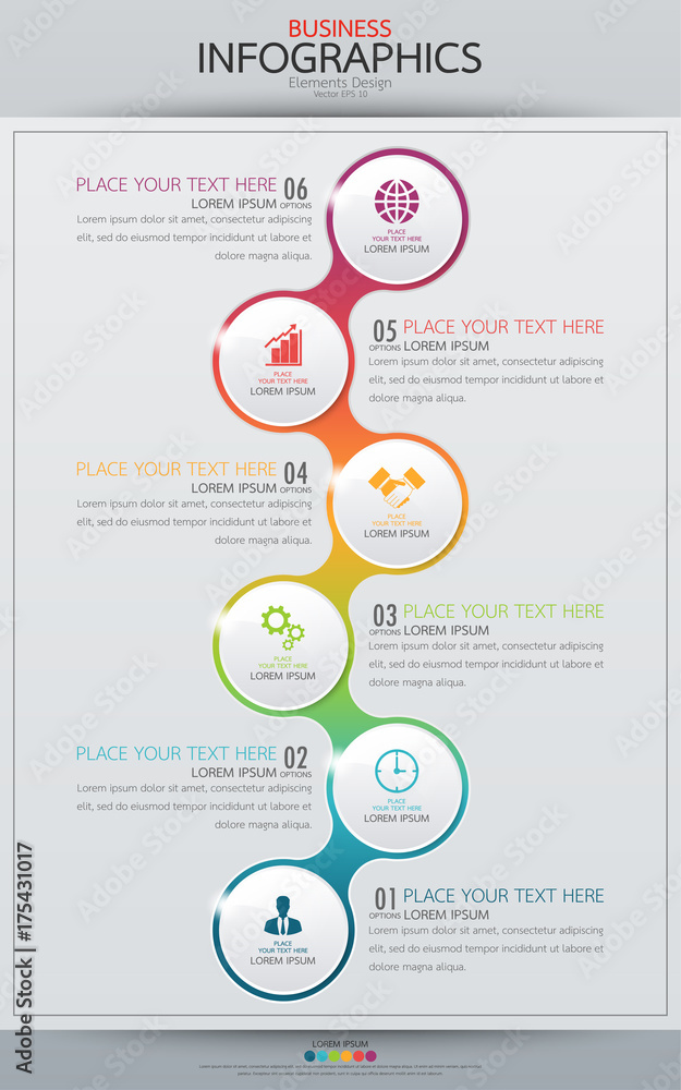 Poster infographic business vertical timeline process chart template. vector modern banner used for present