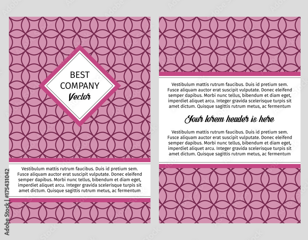 Aufkleber brouchure with circular violet linear pattern