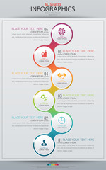 Infographic business vertical timeline process chart template. Vector modern banner used for presentation and workflow layout diagram, web design. Abstract elements of graph options.