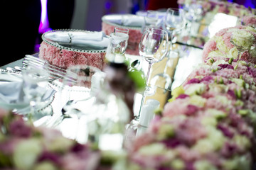 Luxury wedding decoration of the table