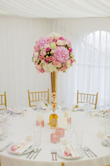 Luxury wedding decoration of the table