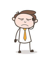 Emotional Cartoon Businessman Sad Face Expression Vector