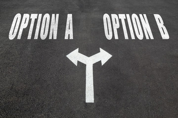 Option A or option B choice concept