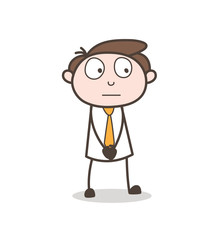 Scared Silent Insurance Agent Standing Pose Vector Illustration