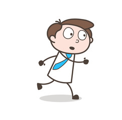 Young Man Running Pose Vector Illustration