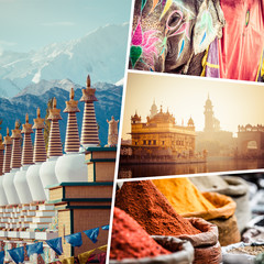 Collage of India images - travel background